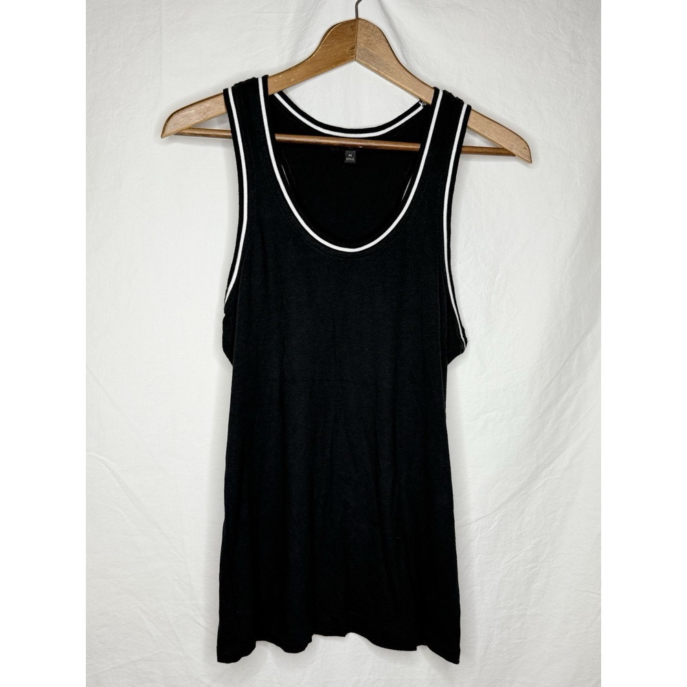Banana Republic Women's Medium Racerback Tee Black Lined Casual